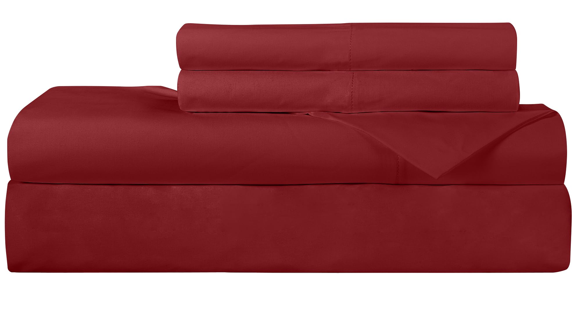 ROYALE LINENS300 Thread Count 100% Long Staple Combed Cotton Fitted Sheet - Flat Sheet - Sheet Set - Pillowcase (Red, Full Sheet Set)