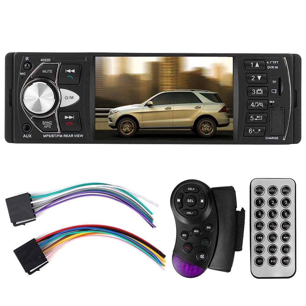 Jugador mp5-Qiilu Radio de Coche de 4.1 Pulgadas con Bluetooth, Reproductor Multimedia MP5 Manos Libres, Pantalla táctil capacitiva, micrófono Integrado Compatible con BT TF USB FM