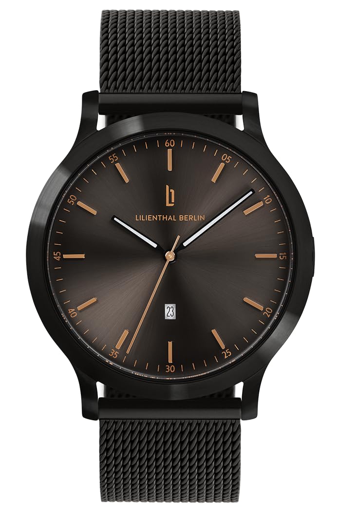 Orologio Da Uomo Lilienthal Berlin Huxley – Cassa 40 Mm In Acciaio 316L, Quadrante Bordeaux, Cinturino A Rete – Movimento Al Quarzo, Vetro Zaffiro