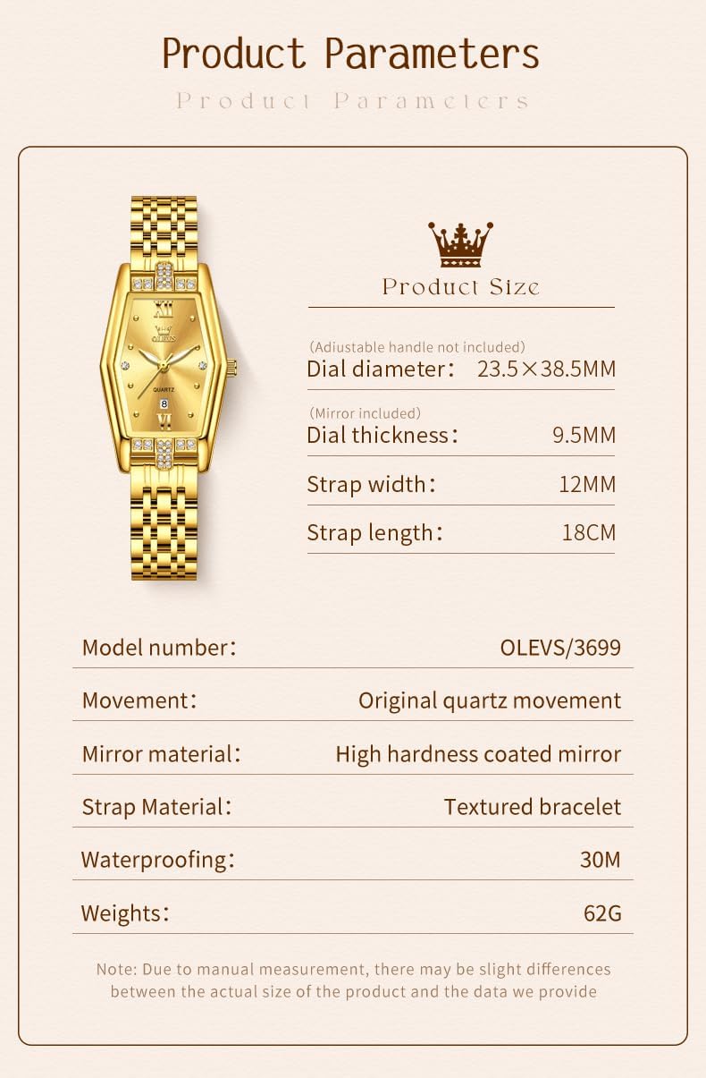 OLEVS Women Watches Business Dress Square Lady for Female Watches for Ladies Stainless Steel Waterproof Luminous Date Wrist Watch for Women - Image 4