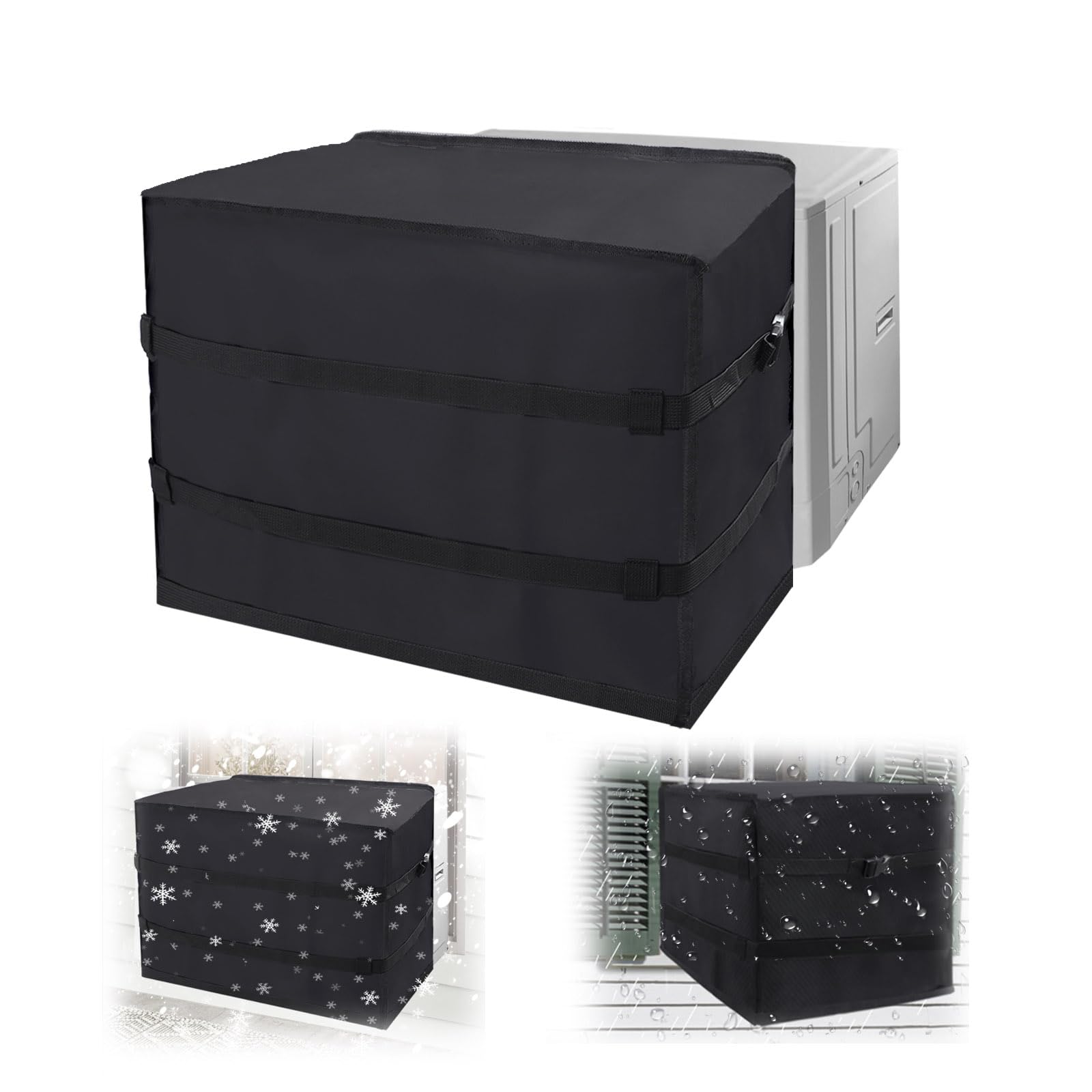 600D Osłona klimatyzatora w kształcie litery U do użytku na zewnątrz, kompatybilna z 8000/10000/12000 BTU, wodoszczelna, wiatroszczelna, zimowa osłona klimatyzacji z regulowanymi paskami (56 x 40 x 42