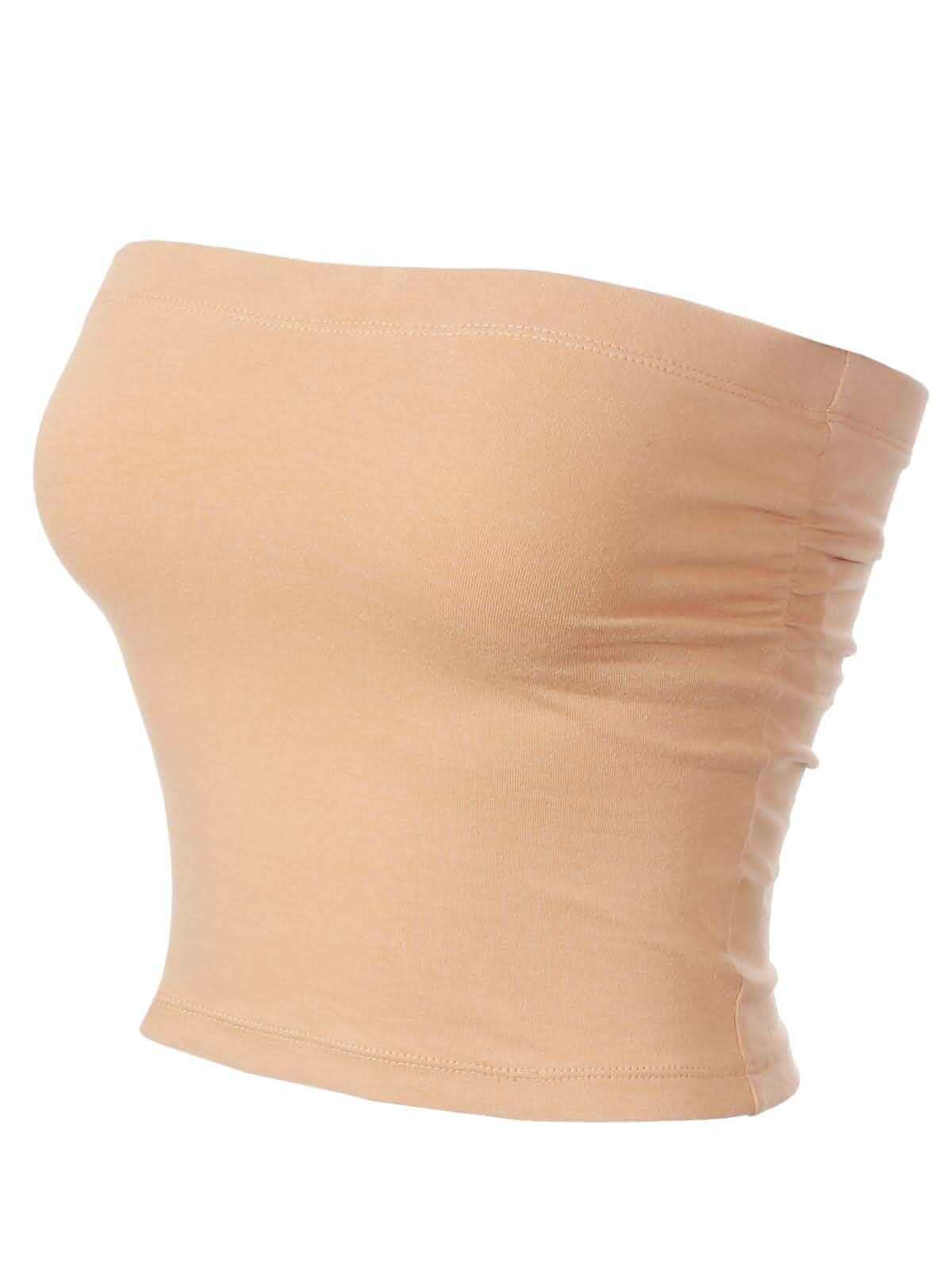 MixMatchy Women's Basic Tube Tops Built in Shelf Bra Strapless Crop Tops Bandeau Sexy Summer Outfits
