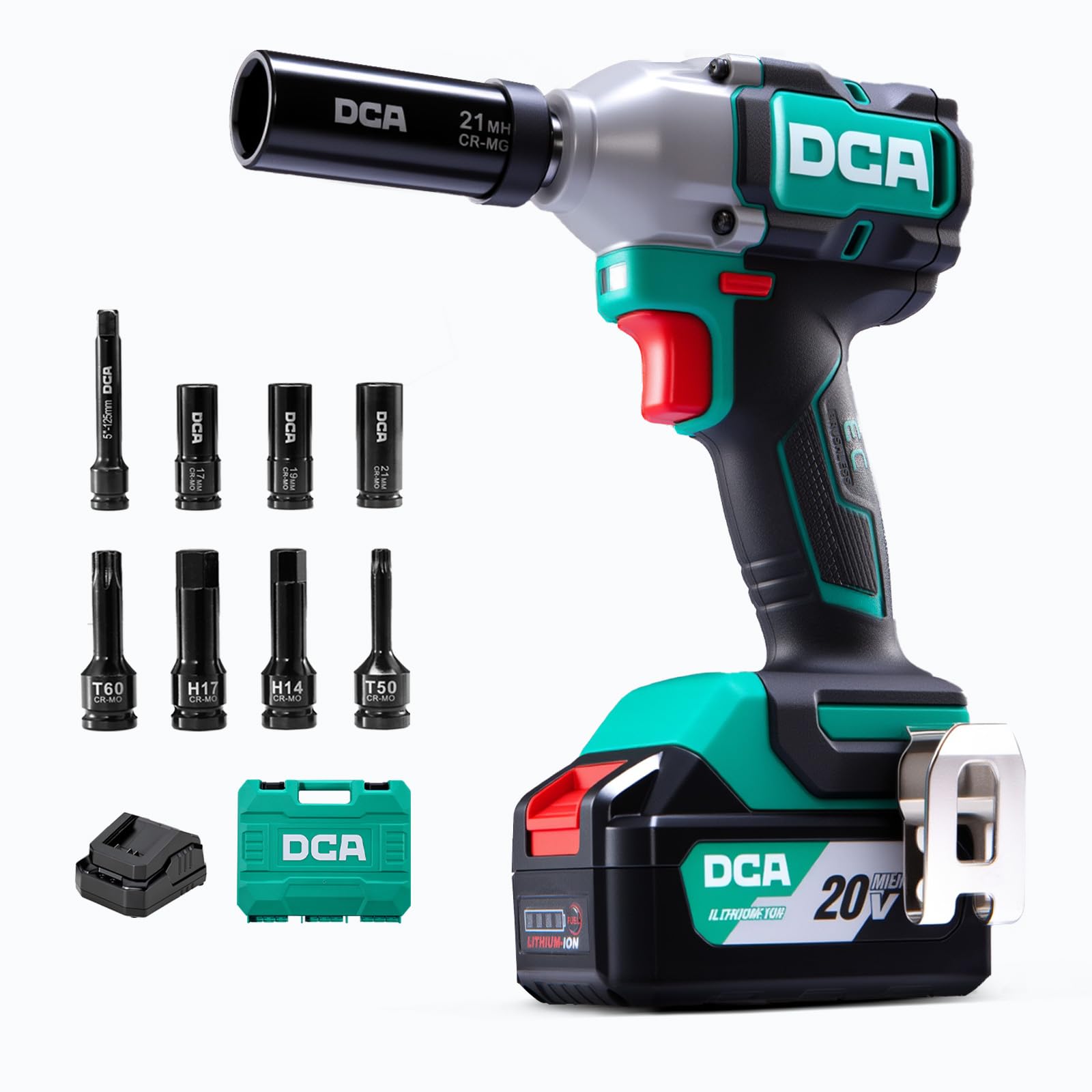 DCA 20V Brushless Impact Wrench Cordless 420 Nm Max Torque for Car Lug Nut