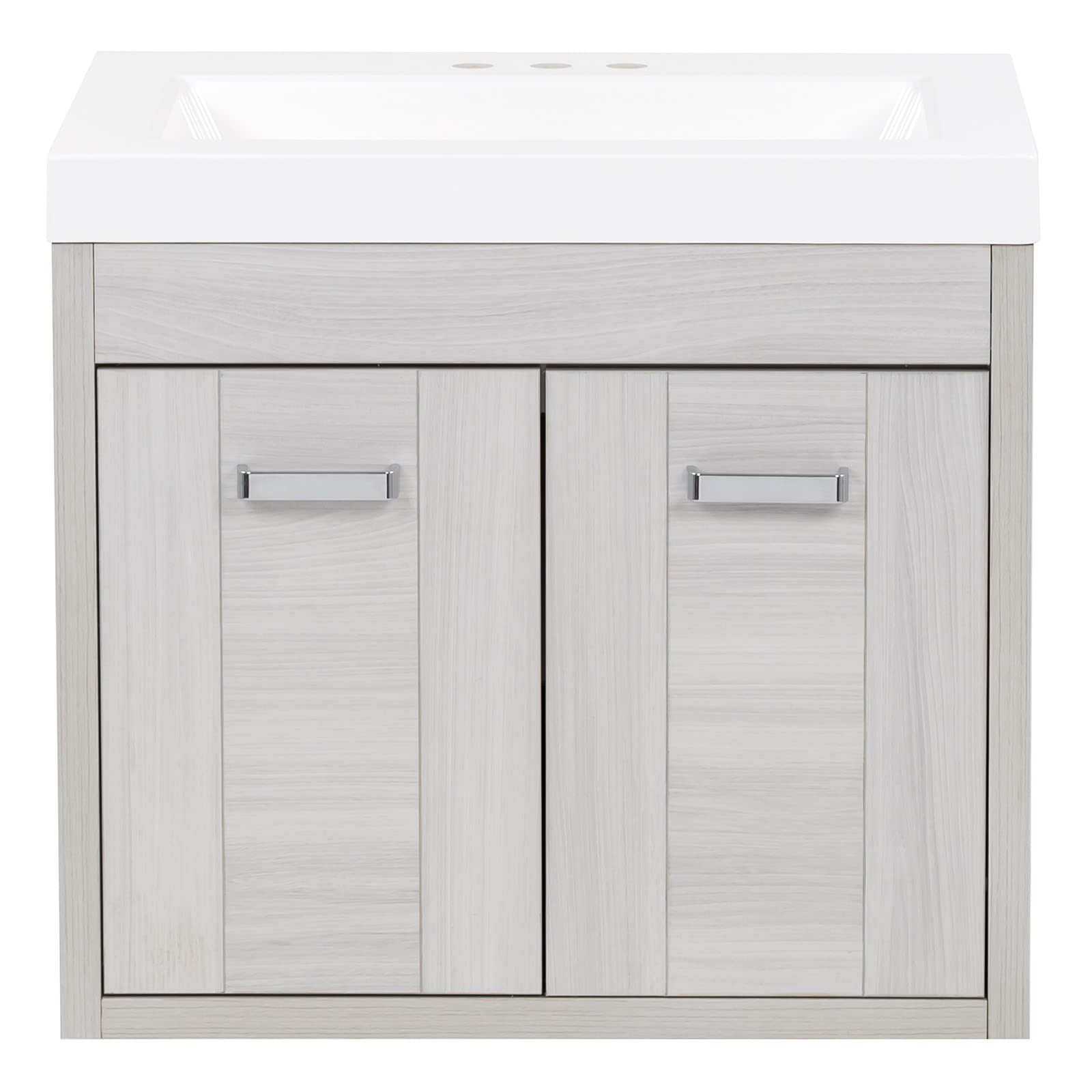 Spring Mill Cabinets Marlowe Floating Bathroom Vanity with 2-Door Cabinet and White Single-Sink Top, 24.5" W x 18.75" D x 22.25" H, Elm Sky