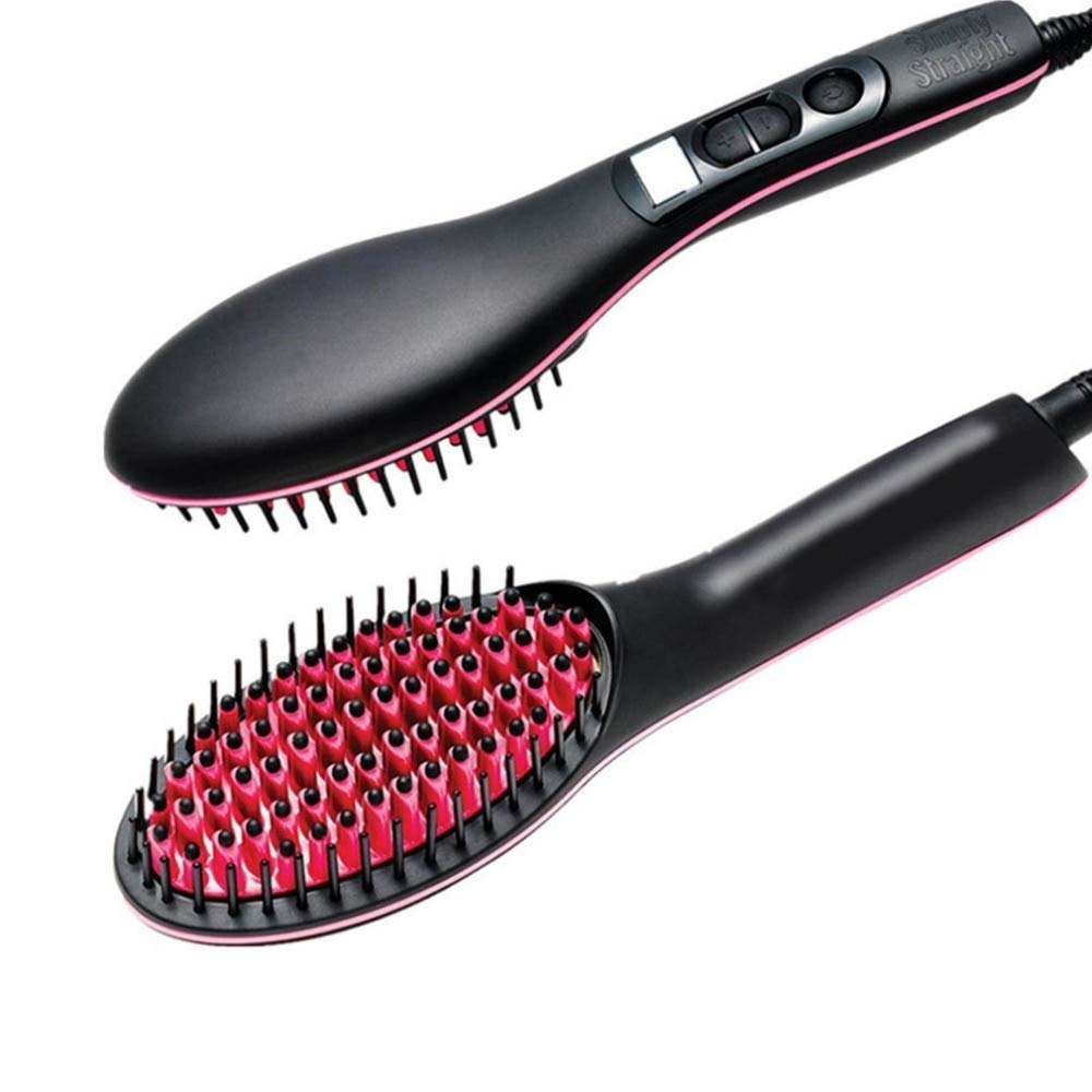 Walberrie Hair Straightening Brush, Curler and Styler with Temperature - black 1