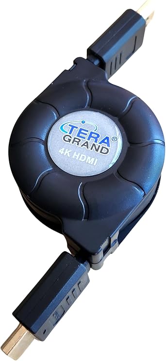 Tera Grand Premium 4K High-Speed HDMI 2.0 Retractable Cable, Extends up to 4.25 feet - Supports 4K Ultra HD, 3D, ARC, HDR, and Ethernet Channel