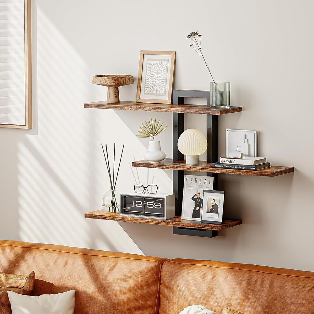 LevalCraft Wooden Wall Floating Shelves Home Decor Display Storage Rack