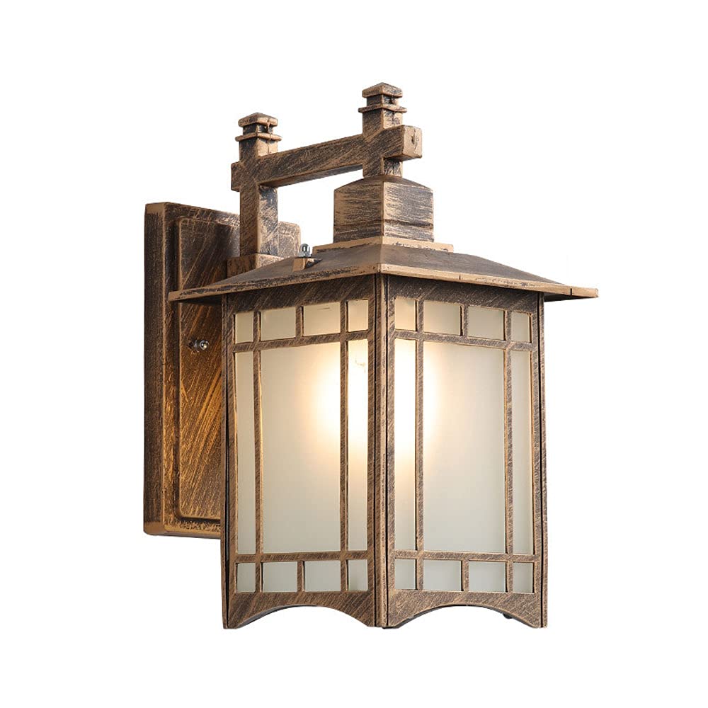 SXSCARKX Black Outdoor Farmhouse Wall Mount Light Simple Square Four Sides Lamp with Frosted Glass Lampshade Sconce Used in Corridors（E27）
