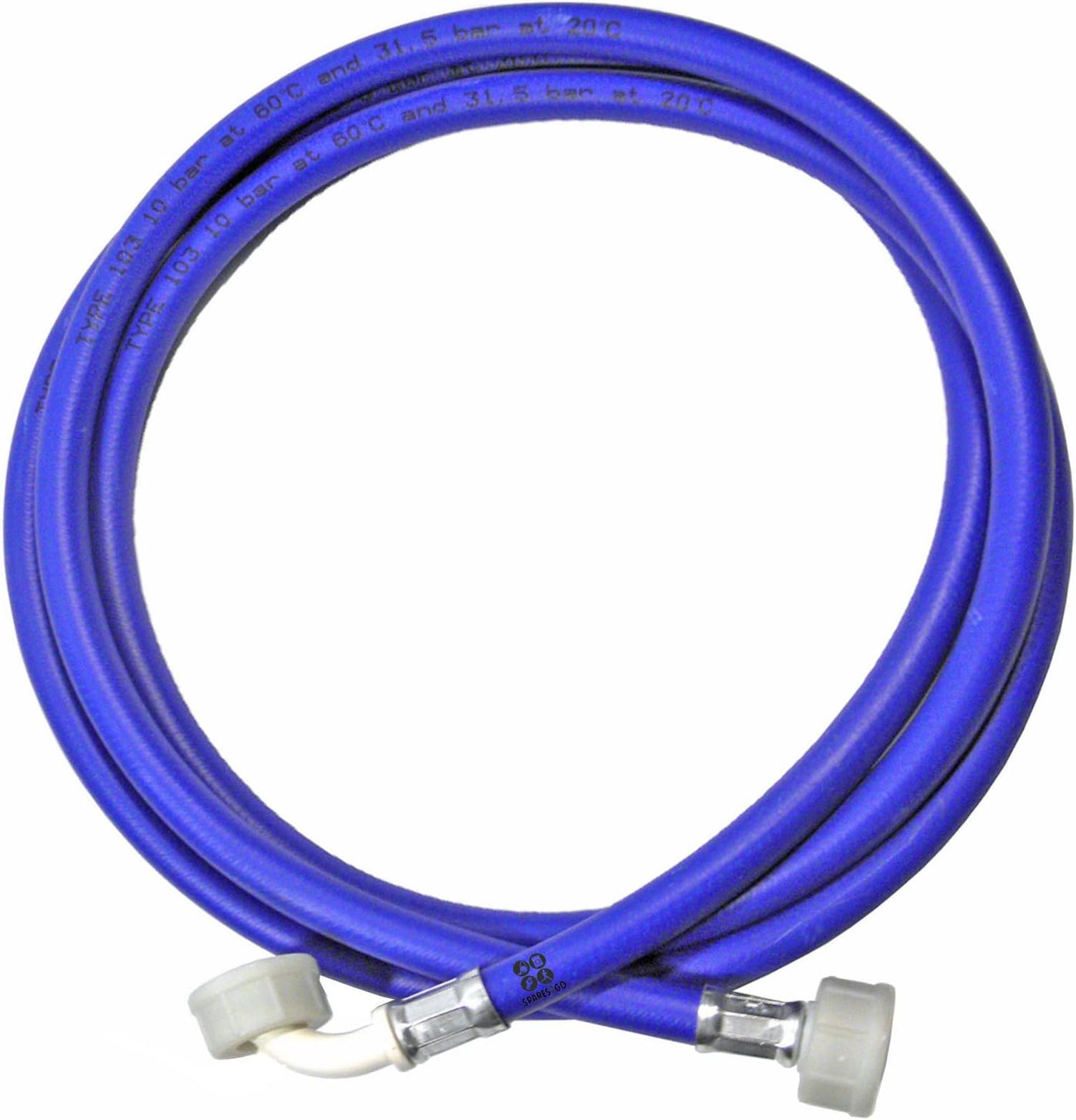 SPARES2GO Universal Dishwasher Cold Water Fill Inlet Pipe Feed Hose (2.5m)