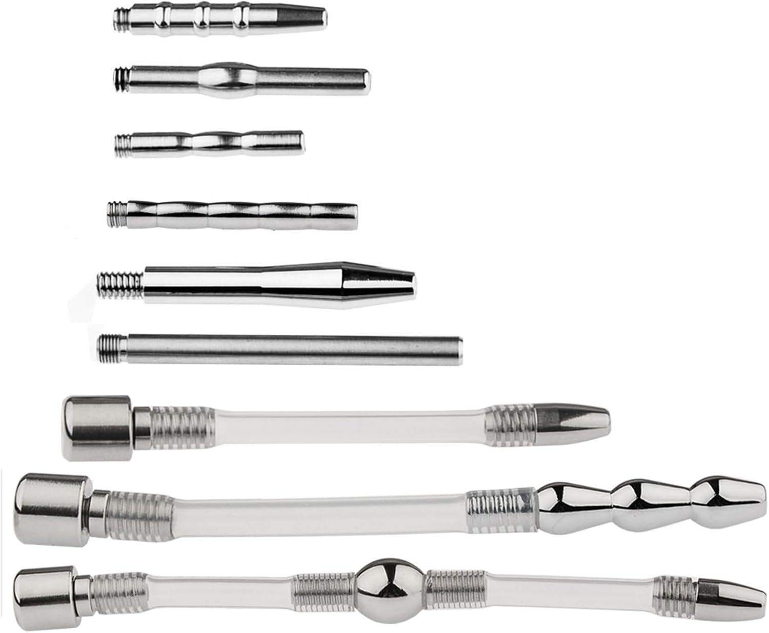 Removable Flat Chastity Lock Accessories Stainless Steel Catheter Chastity Device Long Silicone Hose Metal Hollow Horse Eye Rod Urethra Plug Set Couples Pleasure Sex Toys