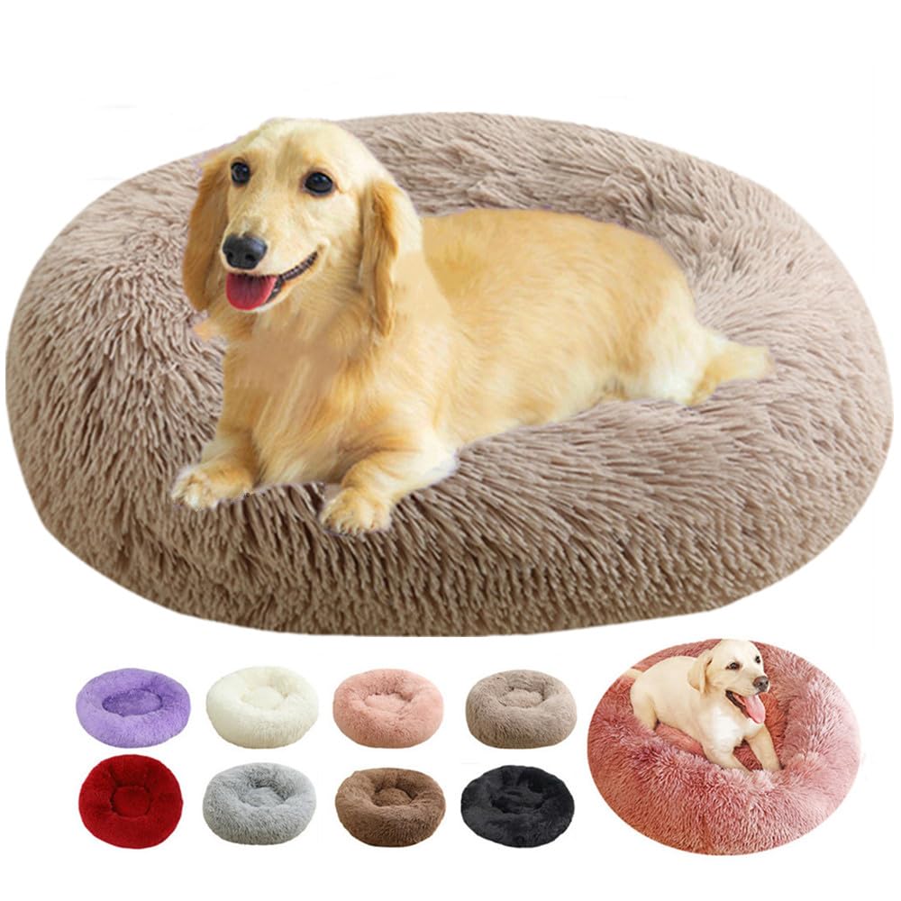 Coussin Chien, Panier Chien, Panier pour Chien Anti Stress, Taille et Couleur au Choix, Lit pour Chien Grande Taille (Khaki, 80cm)