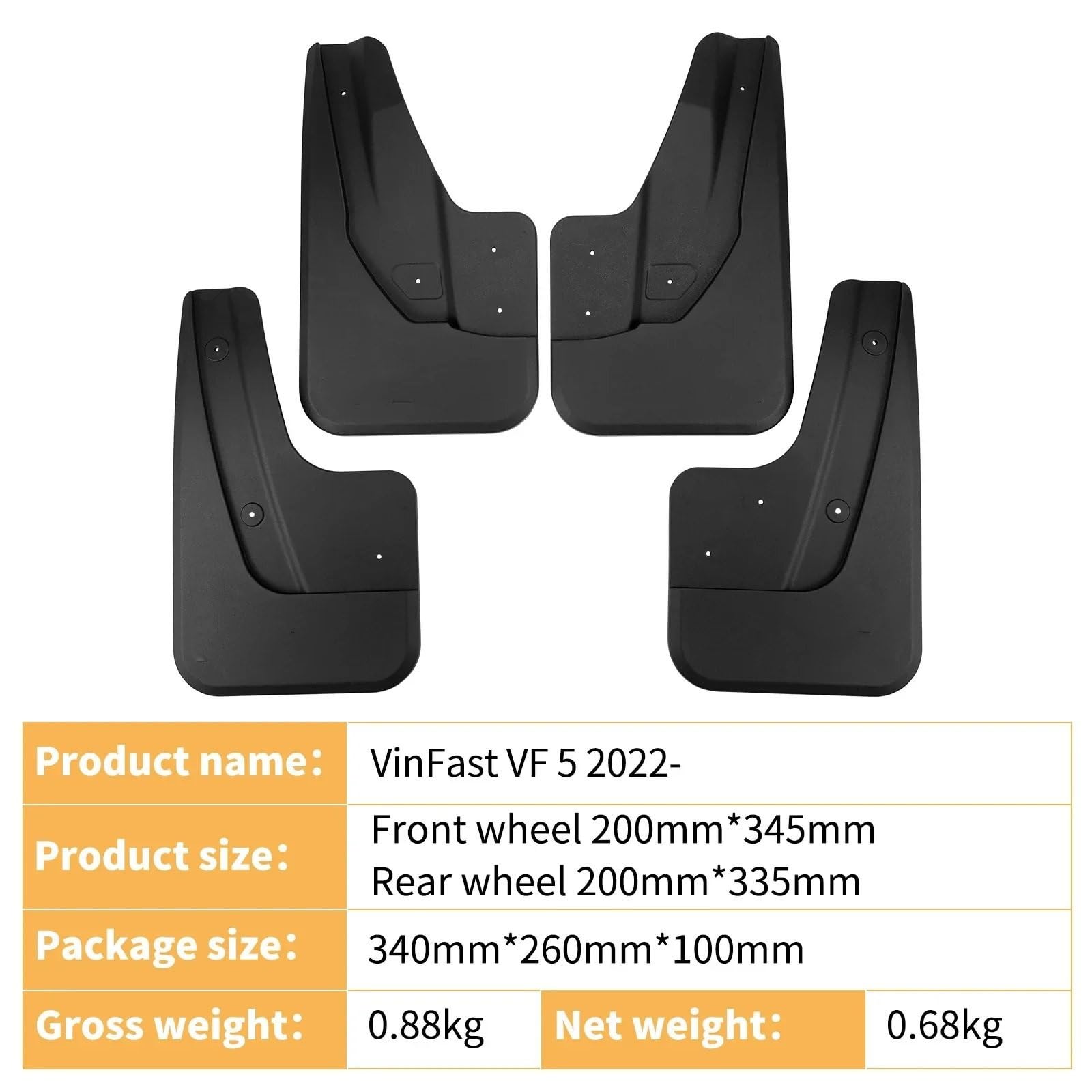 bavettes de voiture Garde-boue avant et Convient pour VinFast VF 5 2022 – 2025 2023 2024, accessoires de voiture