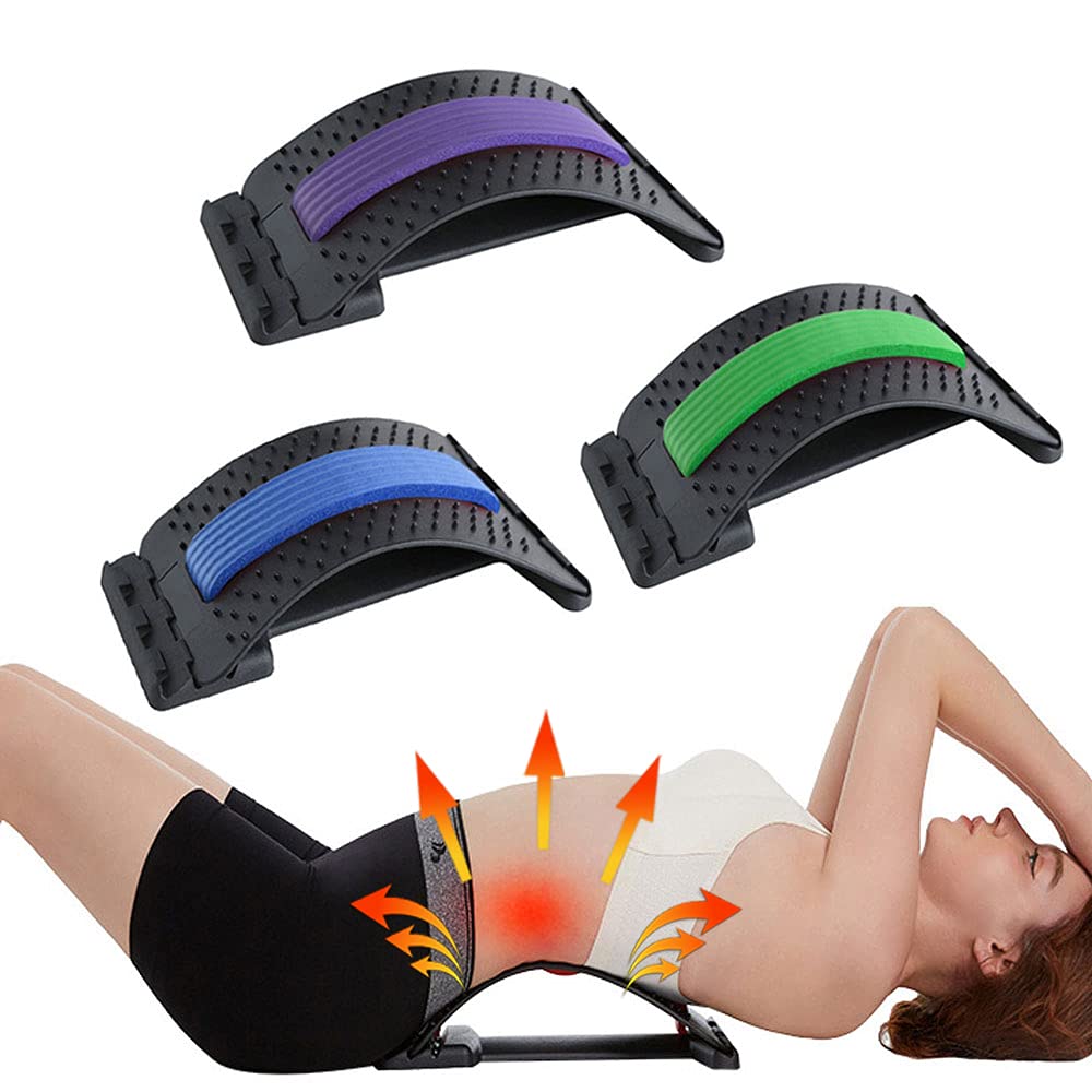 LOOX Magnetic Therapy Back Massager Stretcher Neck Stretch Tools Massage Cervical Pillow Lumbar Spine Support Corrector pain Relief (PURPLE)