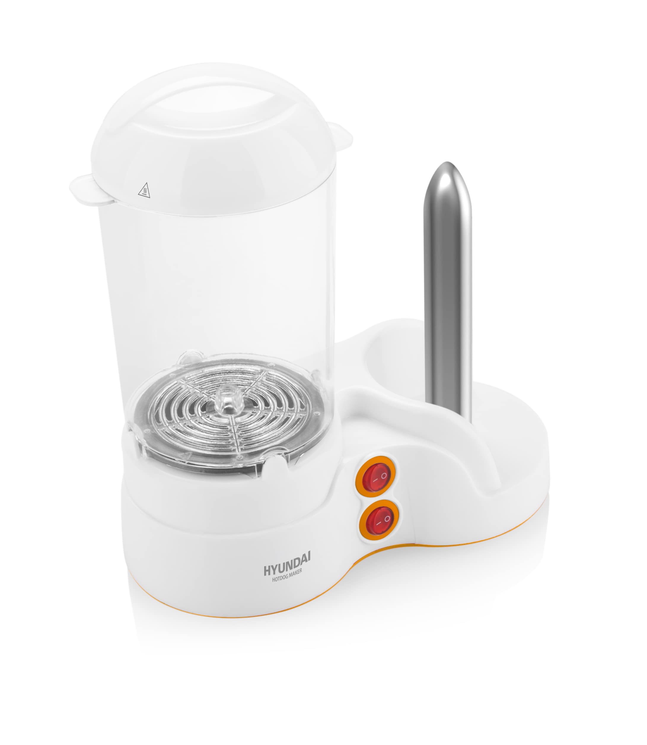 HYUNDAI Hot-Dog-Maker HDM 110 I 1-12 Würstchen I 1-6 Eier I Maiskolben kompatibel I Dorn zum erhitzen von Brötchen I Kleiner Helfer für Wiener, Eier und Mais