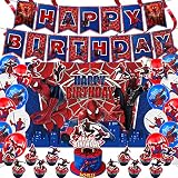Spider Birthday Decorations Spider Theme Party Supplies for Kids Boys Include Happy Birthday Banner,