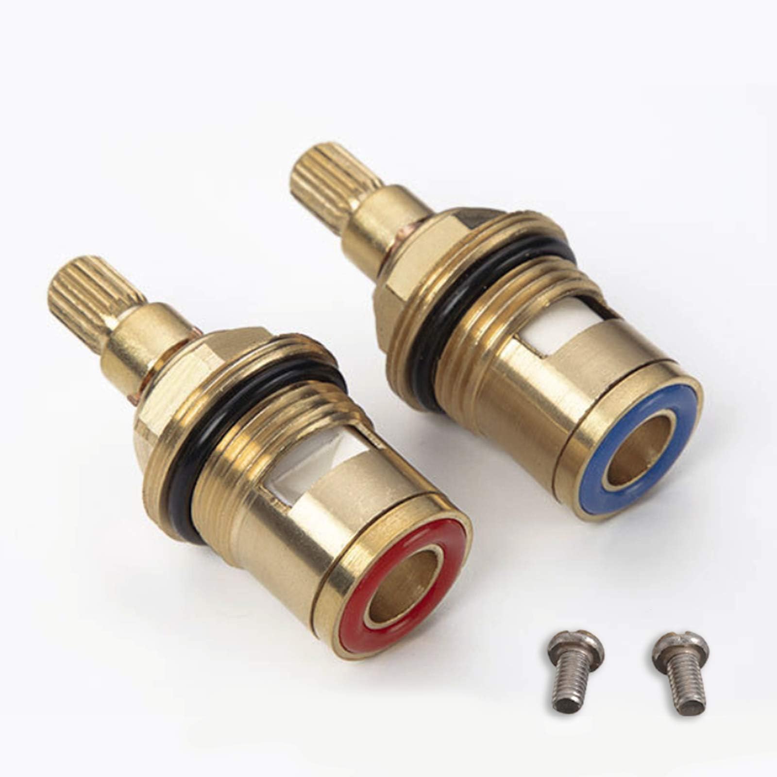 Lamondre 2 Pack Tap Cartridges, Replacement Brass Ceramic Disc Cartridge Faucet Valve 1/4 Turn (Hot & Cold)