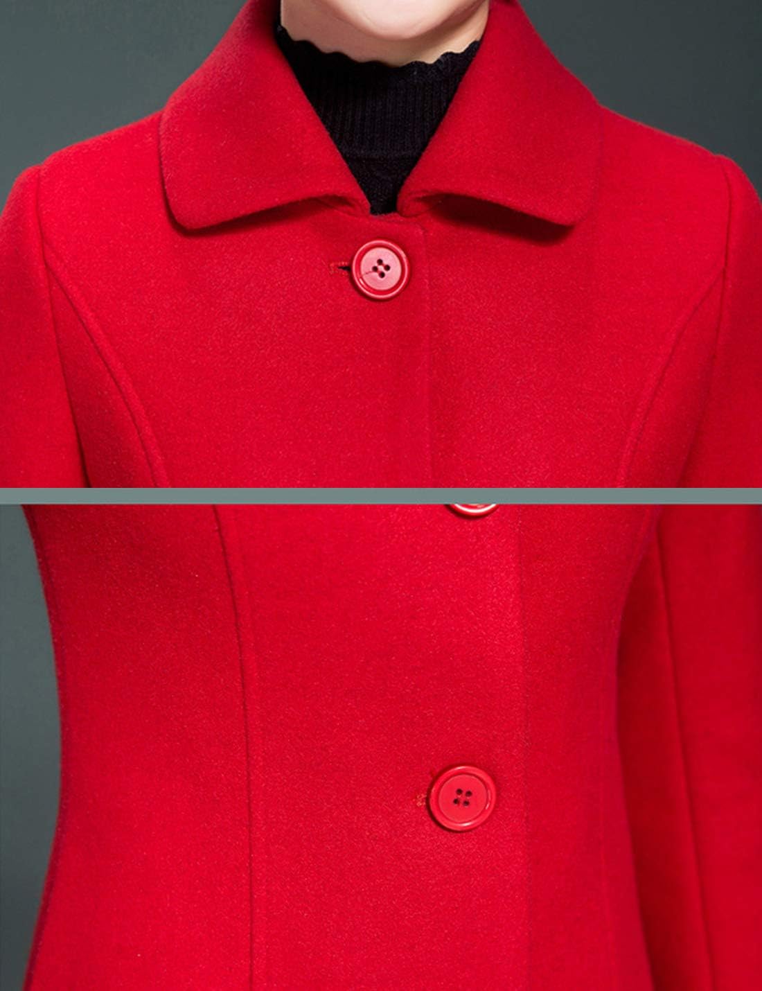 Jenkoon Women's Wool Trench Coat Winter Long Thick Overcoat Walker Coats - Image 4