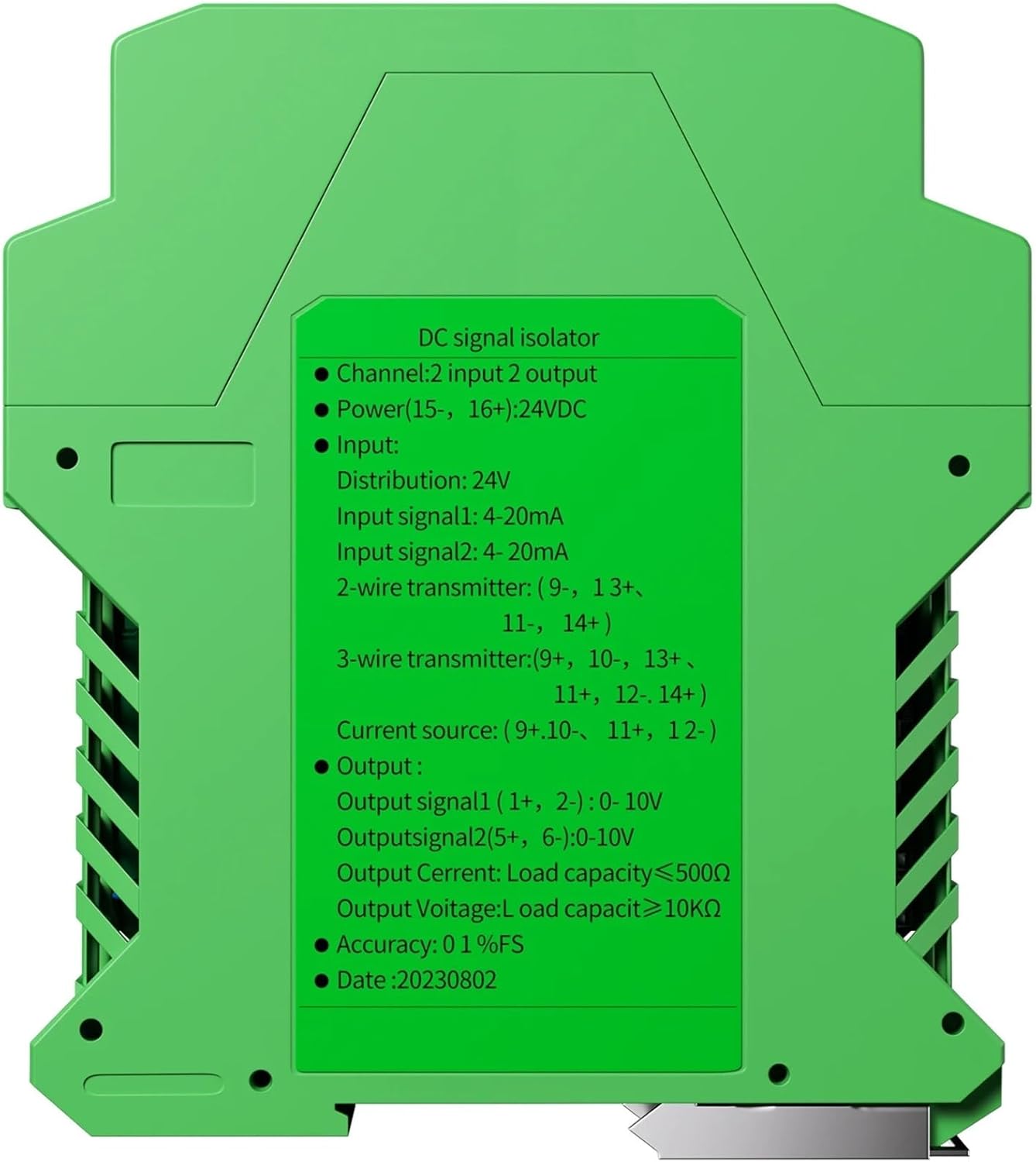 4-20mA Signal Isolator 2 in 2 Out Analog Signal Isolator 0-20mA 4-20mA 0-10V 0-5V RS485 Signal Converter(1 in 2 Out,Output 0-10V_Input 0-5V_DC24V)