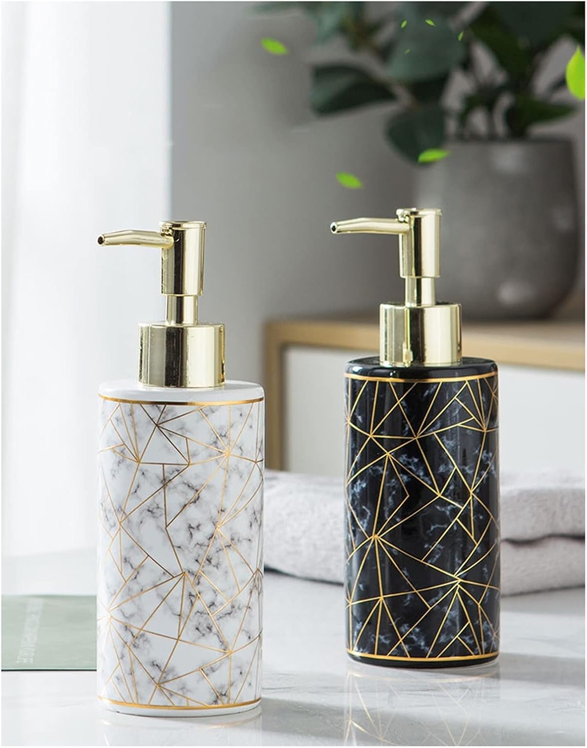 Soap Dispenser Ceramic Manual Type Lotion Bottle Handmade Craft Soap Dispenser Shampoo Lotion Bottle Suitable for Home Bathroom 300ml/10.5oz Liquid soap Dispenser (Color : Black), 20010125