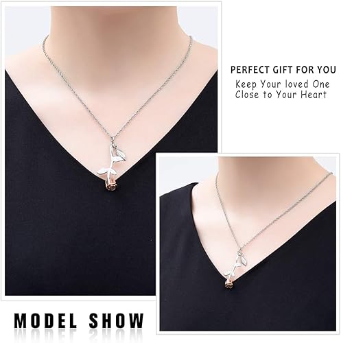 Miniatura 3 de shajwo Collar de urna de flor de rosa, joyería de cremación para cenizas para mujeres y niñas, colgante de urna de recuerdo conmemorativo para