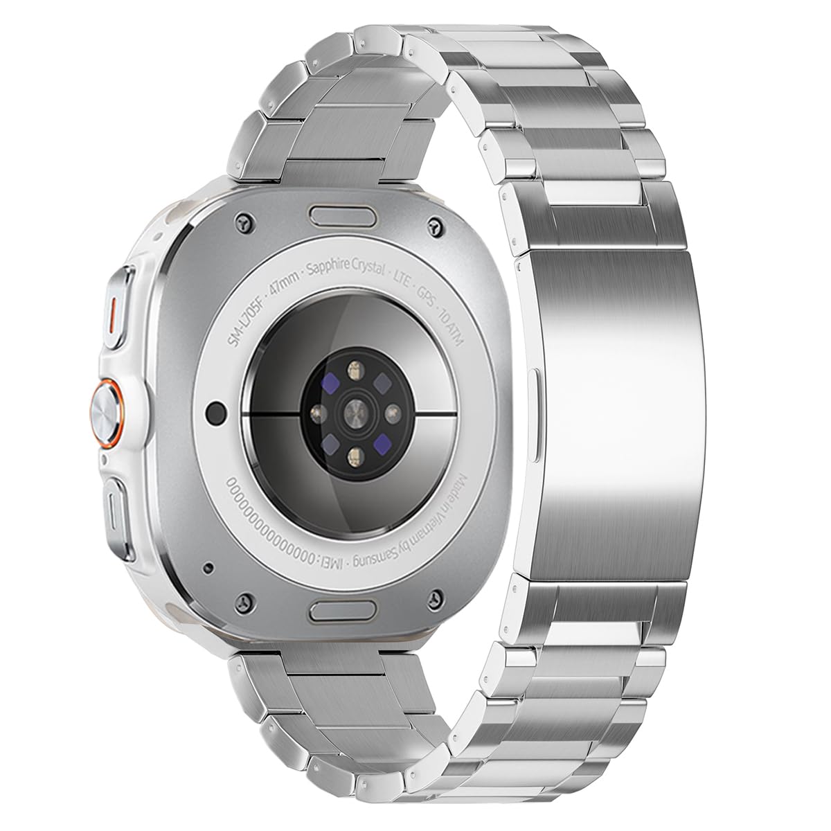 LDFAS for Galaxy Watch Ultra Bands, Titanium Metal Watch Band with Hidden Buckle Classic Style Compatible for Samsung Galaxy Watch 7 Ultra 47mm Band,Silver