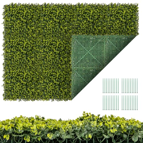 GOPLUS Set de 12 Paneles de Pared de Césped, 50 x 50 CM, Seto Artificial de Alta Densidad, Protector Solar, Decoración de Fondo para Privacidad, para Interiores y Exteriores, Balcón, Patio
