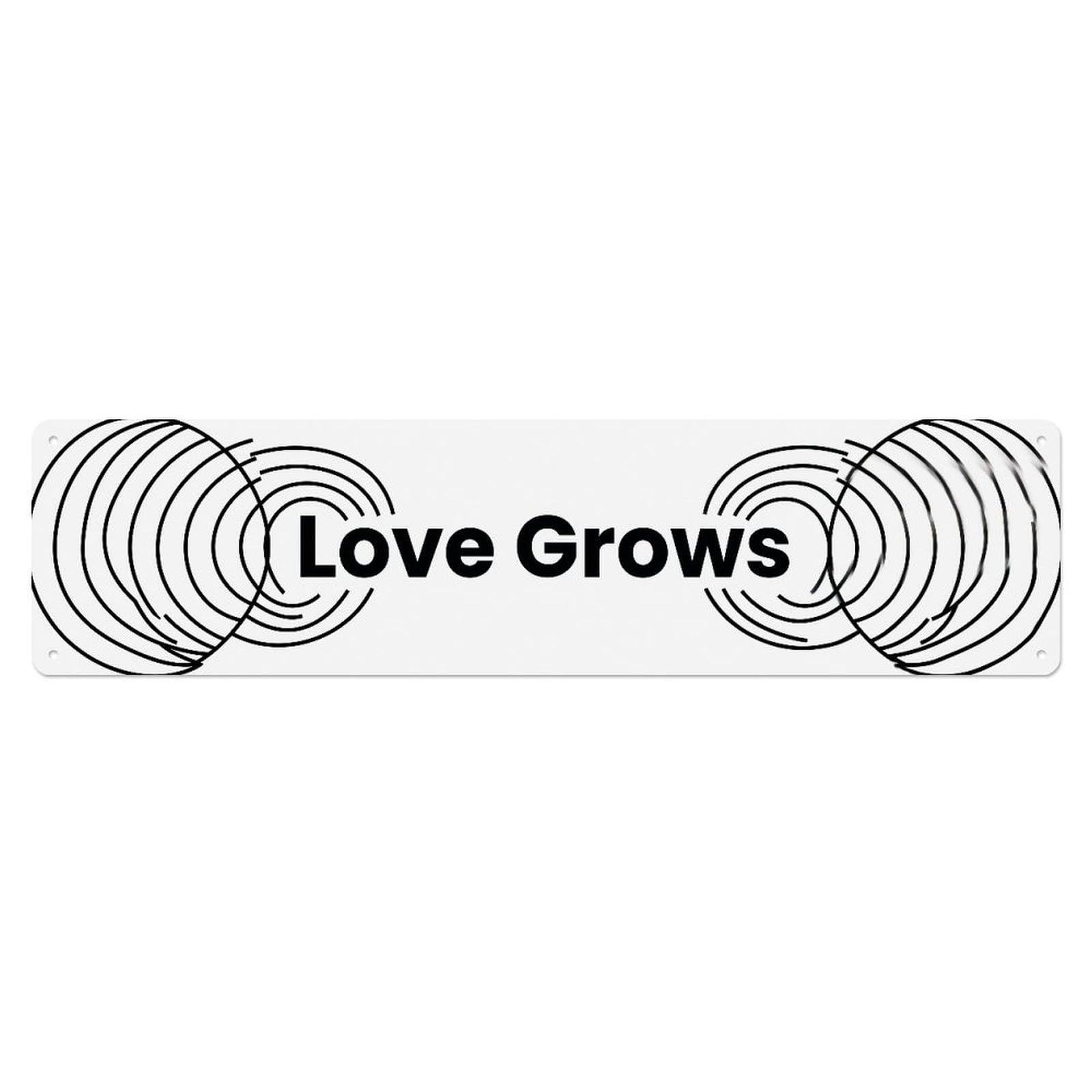 Love Grows Expanding Hearts Metal Tin Skinny Sign Plaque Wall Decor for Cafe, Club Bar, Office, Home Garden Metal Poster 4x16Inch