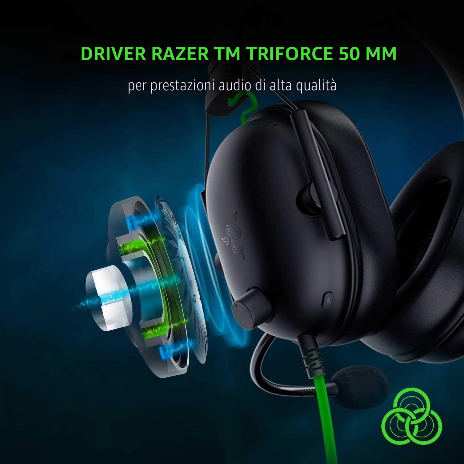 Razer BlackShark V2 X Gaming Headset: 7.1 Surround Sound - Driver 50 mm - Cuscino in memory foam - PC, PS4, PS5, Nintendo Switch, Xbox One, Xbox Series X & S, Mobile - Jack audio da 3,5 mm - Nero