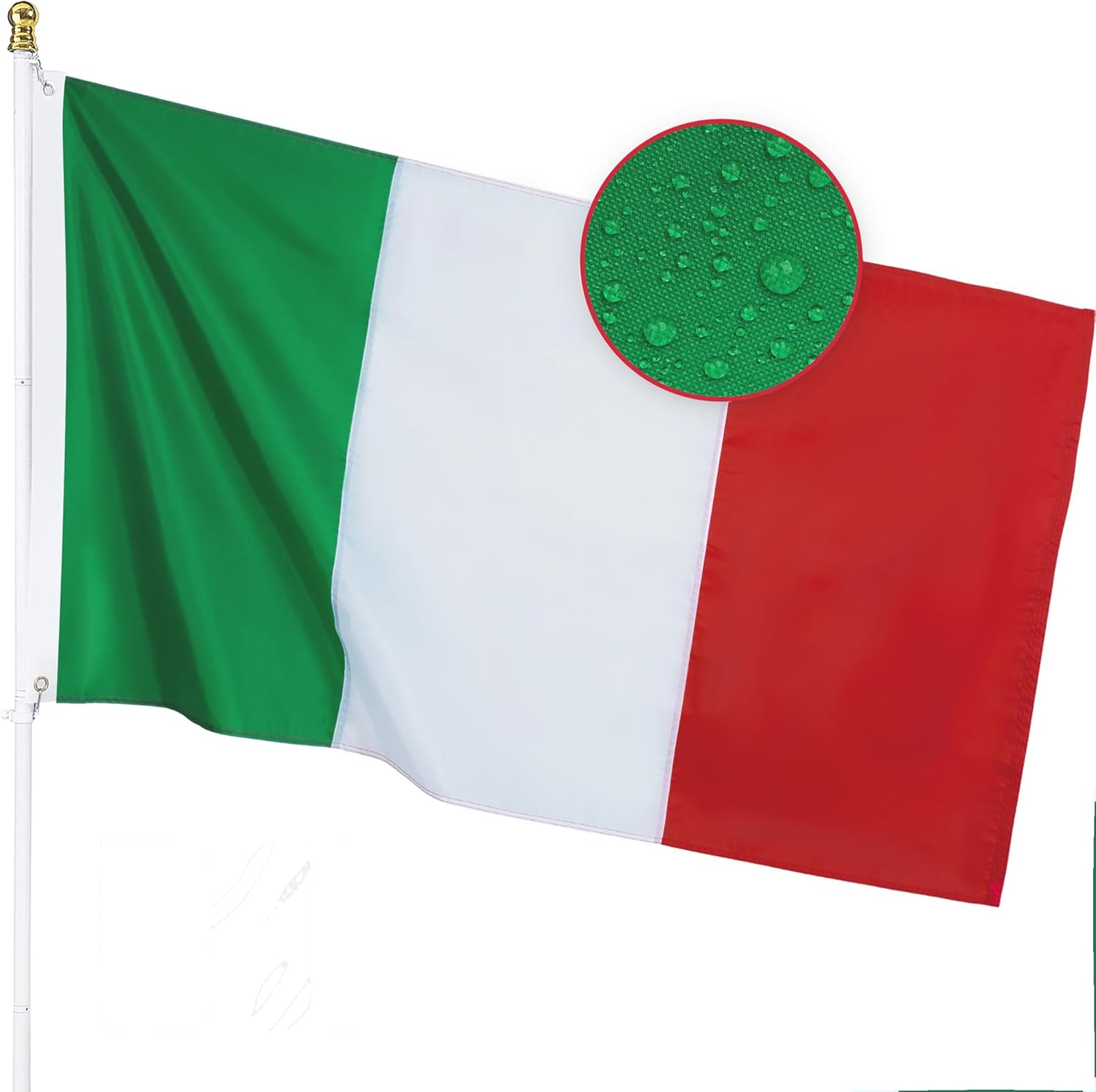 Italy Flag 3x5 Feet for Outside - Heavy Duty Nylon, Sewn Stripes, Fade Proof, Longest Lasting - Italian National Flag 3 X 5 FT with Brass Grommets Party Festival Indoor and Outdoor Decor