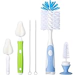 Carebabymore Baby Bottle Brush Set with Nylon Nipple Cleaner, Sponge & Straw Brushes (Blue)