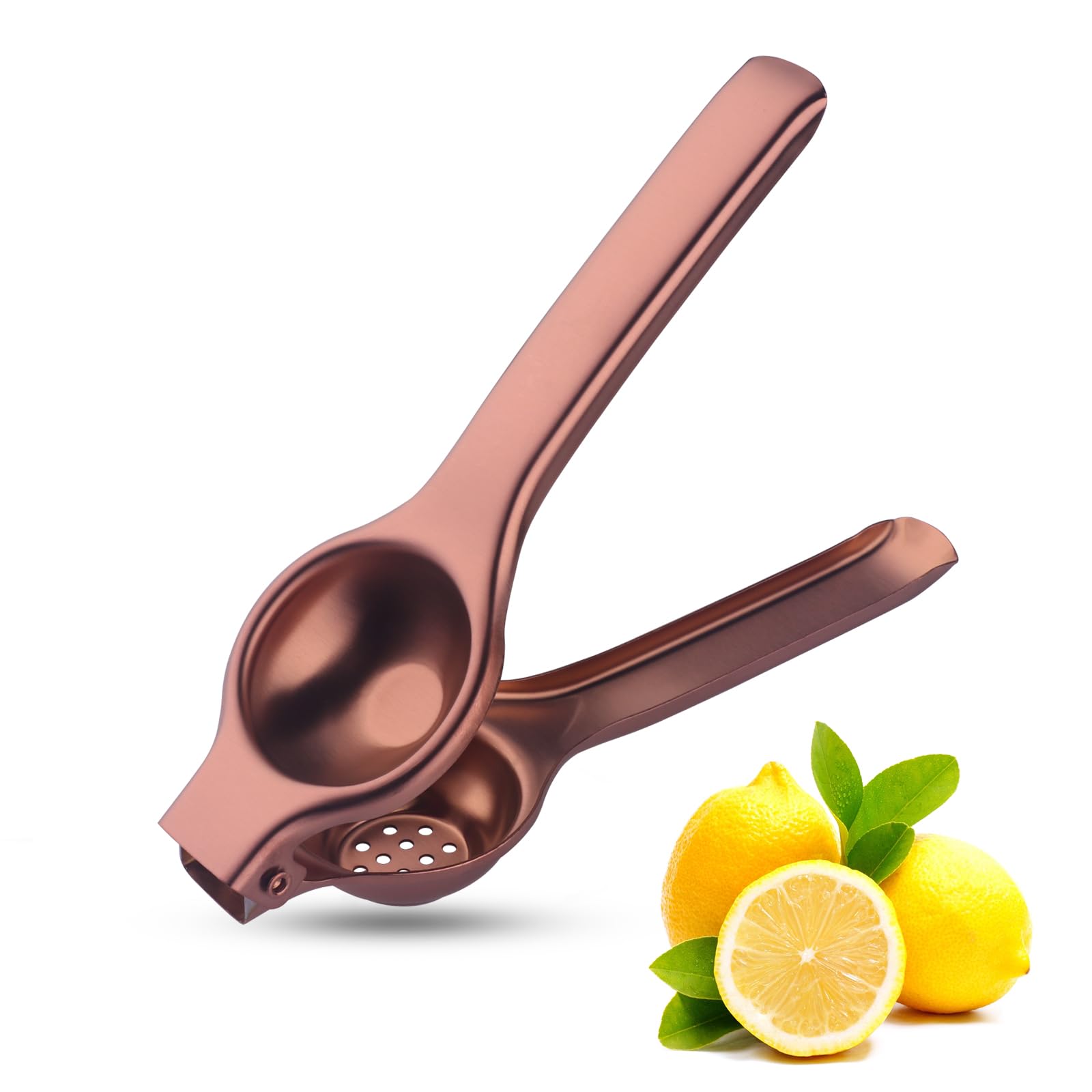 TUPMFG Manual Lemon Squeezer - Heavy Duty - Stainless Steel Orange Lemon Juicer Squeezer, Hand Citrus Lemon Squeezer Press, Safe Quick and Effective Juicing (Rose Gold)