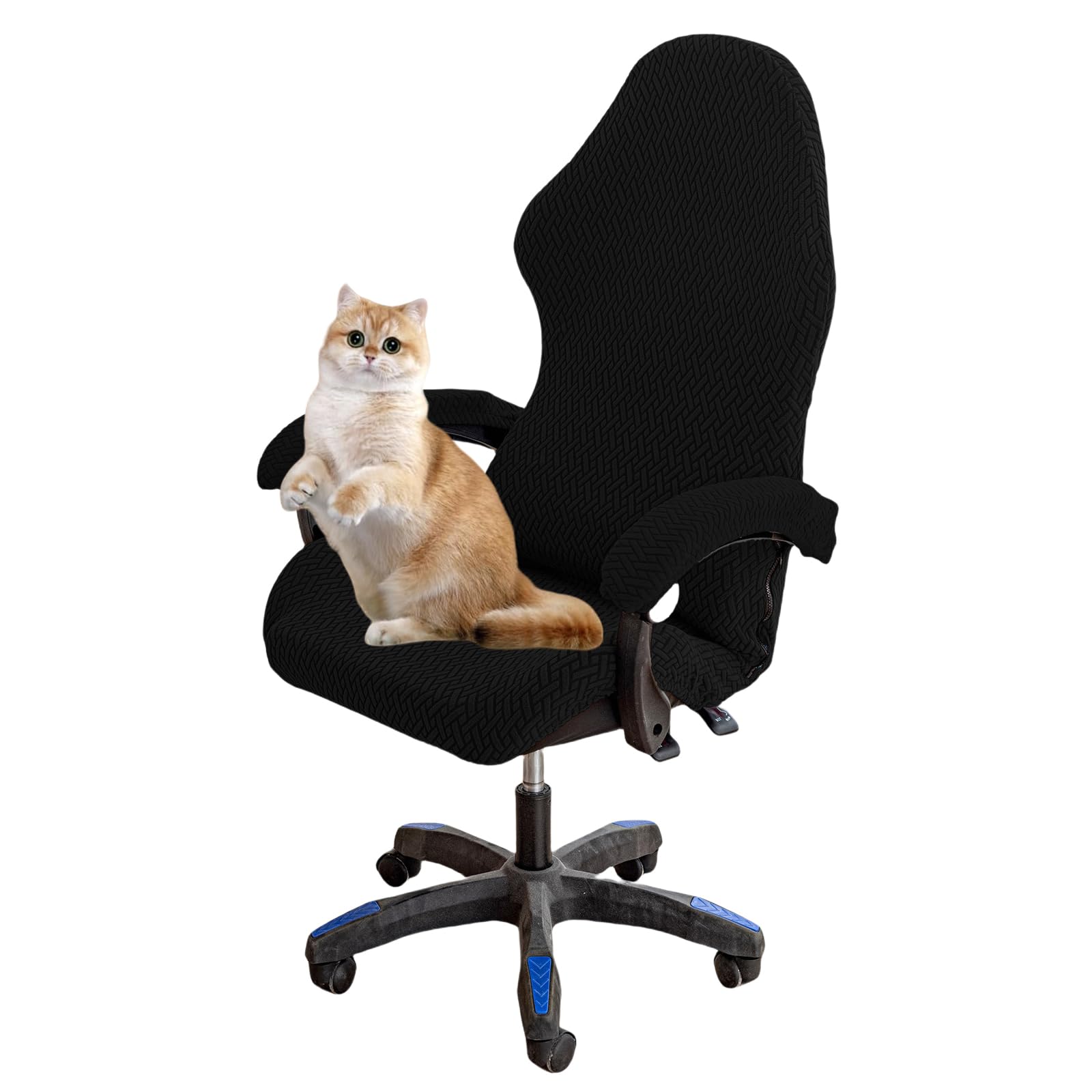 Guyirt Black Gaming Chair Covers Stretchable Cat Resistant, Universal Stretch Desk Chair Cover, Computer Chair Slipcovers, Office Chair Cover With Armrest Covers (Black)