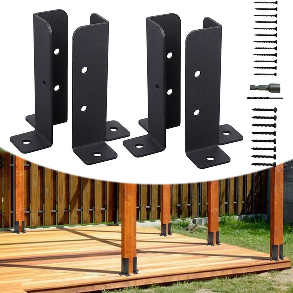 8 staffe di base di ancoraggio per pali in legno, regolabili, per recinzioni in legno, resistenti, per ringhiere per pergolati, 8 pezzi