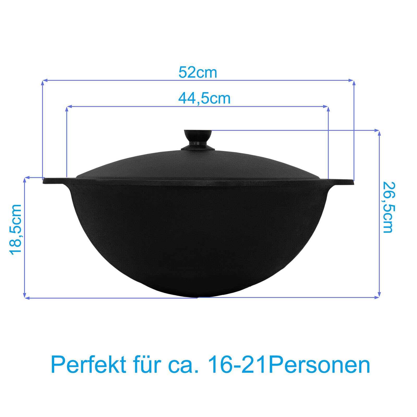 Wok ghisa 16 L Kazan NAMANGAN Uzbek Pentola con coperchio in alluminio
