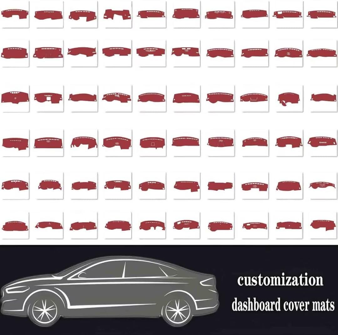 Leather Dash Board Cover mat Compatible with Toyota Camry（HUD） 2021-2023，Sun Protection Dashboard Cover，Car Interior （red）