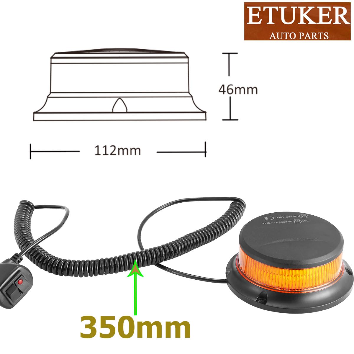 12V 24V Gelbe Rundumleuchte Magnet Blitzleuchte Orange 7x Blitzmuster KFZ Warnleucht Magnetisch Auto Traktor LKW