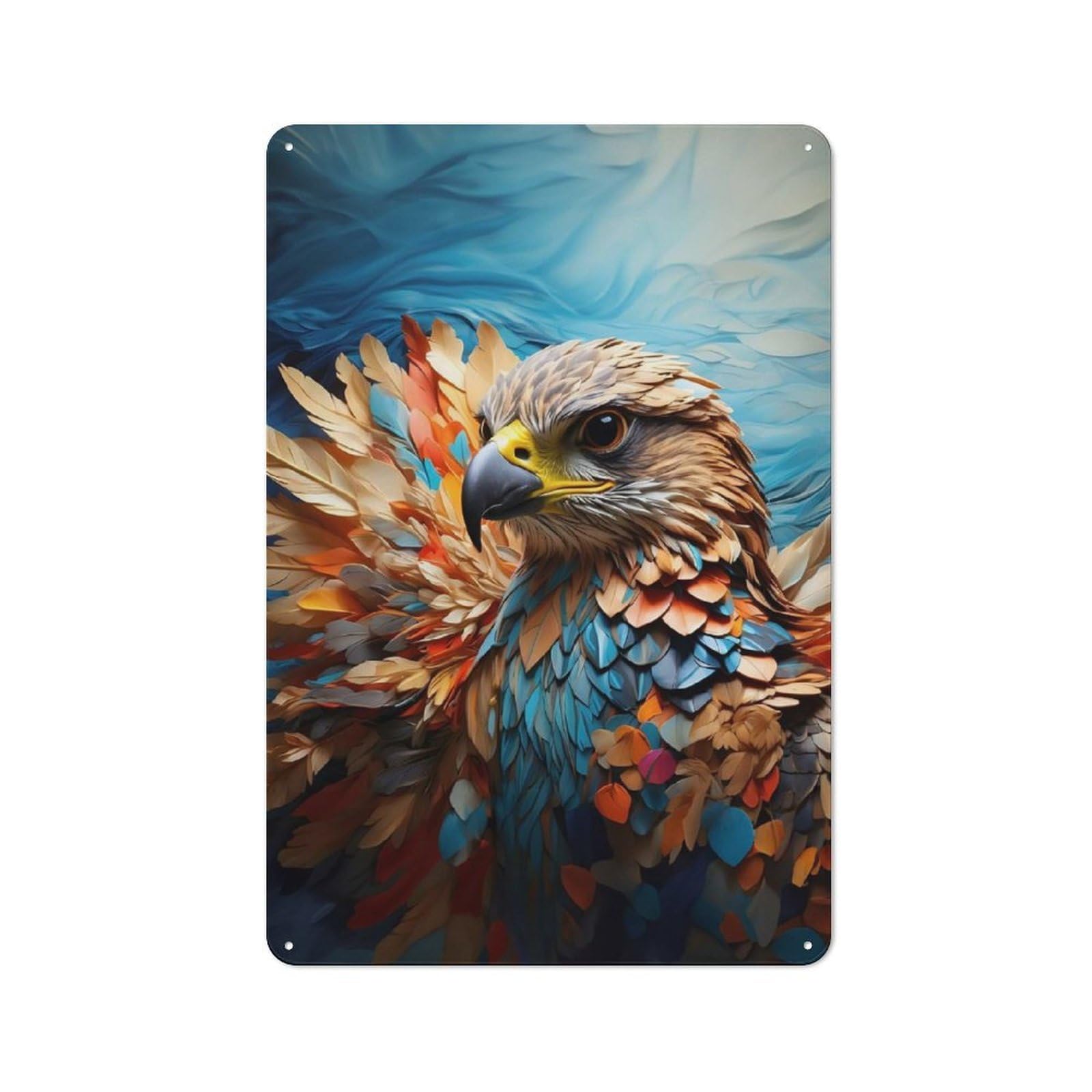 Junmoney Colorful Falcon 30X20cm Vintage Tin Sign With For Hobby Room Or Studio, For Winter Interiors And Metal Sign Collectors