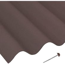 Brown Corrugated Roofing Sheets - Shed Roofing Sheets 950mm x 2m x 5 Pack with 100 Fixing Nails