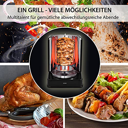 Syntrox Germany Vertikalgrill Dönergrill Gyrosgrill Fleischspieße Rotisserie Hähnchengrill ROT-A-1400W-BLACK-Bilbao – Bild 3