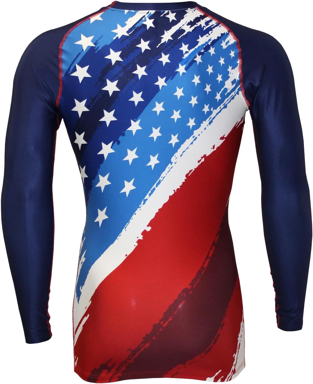 Matman USA The U.S.A. Series Unisex Long Sleeve MMA - BJJ - Wrestling Rash Guard - Compression Shirt - Made in The U.S.A.
