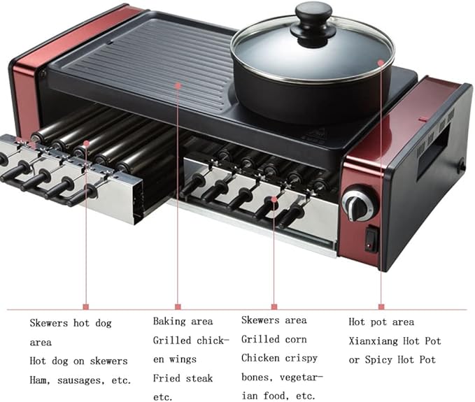 Olla Eléctrica Barbacoa Giratoria Automática con Hot Pot Removible miniatura 3