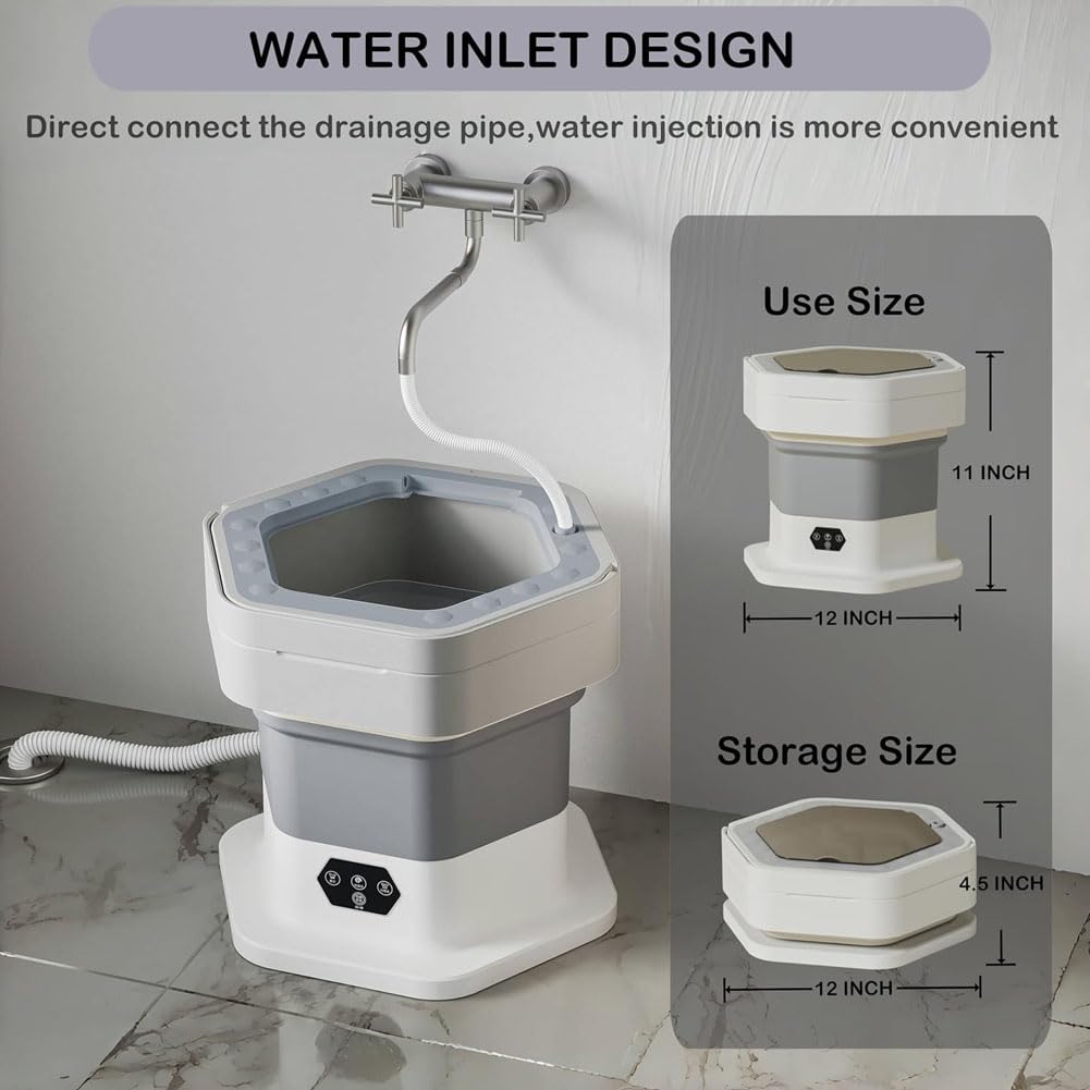 Mini Lave Linge Portable, Mini Machine à Laver Portable 8L avec Panier égouttoir 3 Modes Commande Tactile Intelligente Poignée Escamotable Purple