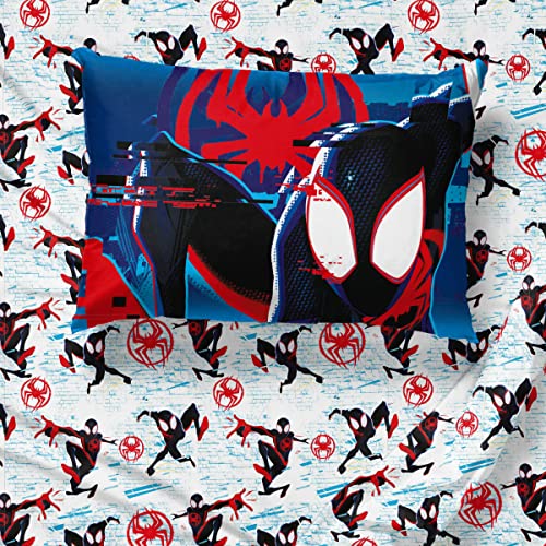 Image of Jay Franco Marvel Spiderman Across the Spider-Verse Glitch 7 Piece Queen Size Bed Set - Includes Comforter & Sheet Set Bedding - Super Soft Fade Resistant Microfiber (Official Marvel Product)