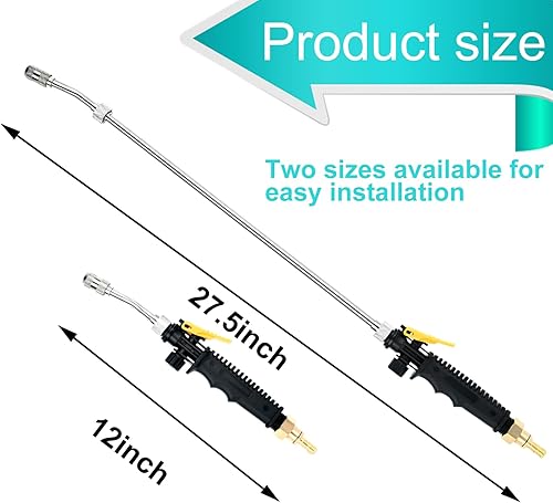 Miniatura 2 de Varita rociadora de 28 pulgadas para rociador universal de 38 pulgadas, boquilla de manguera de jardín con 2 válvulas de cierre y 2 abrazaderas de