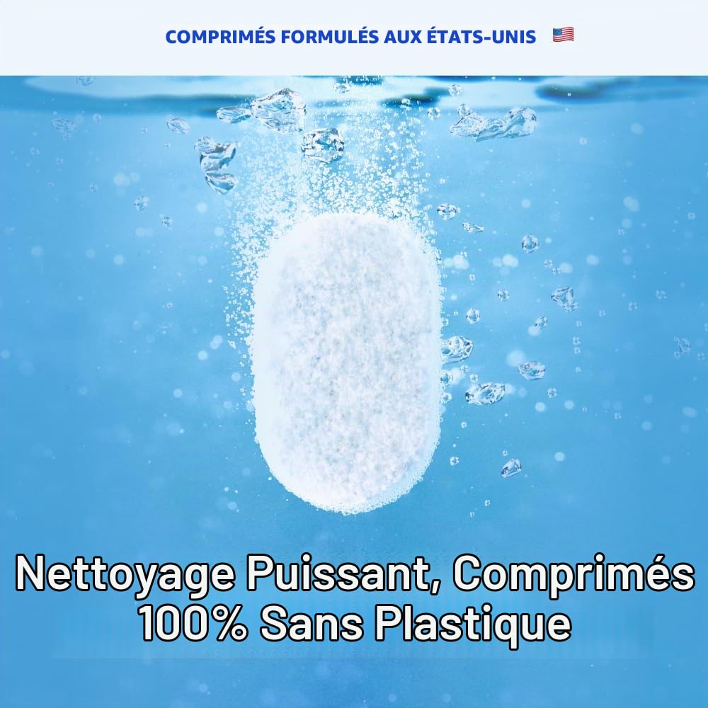 BLUELAND Lot de 60 tablettes de détergent pour lave-vaisselle 100 % sans plastique, gratuites et transparentes, respectueuses de l'environnement, coupent la graisse et se coincent sur les aliments, se