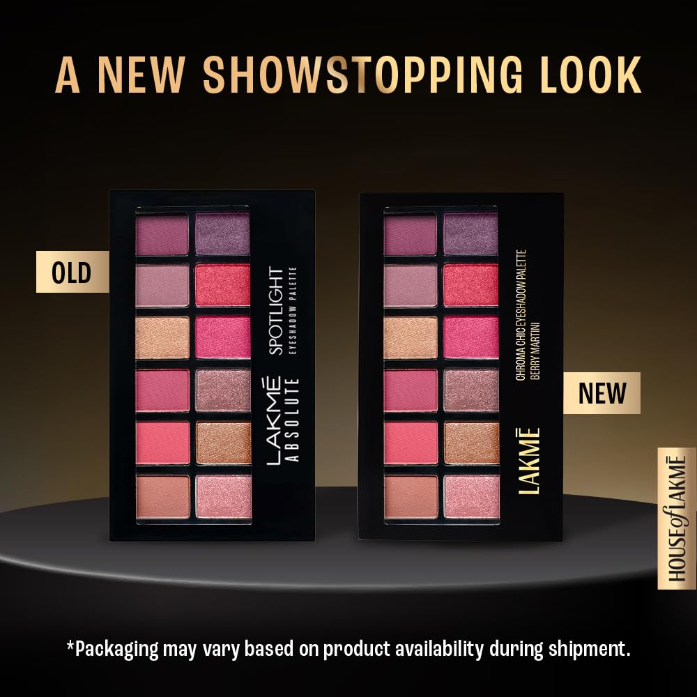 Lakmé Glitterati Chroma Chic Eye Shadow Palette, Highly Pigmented, Shimmery, Lightweight, Smokin Glam|| 12 g