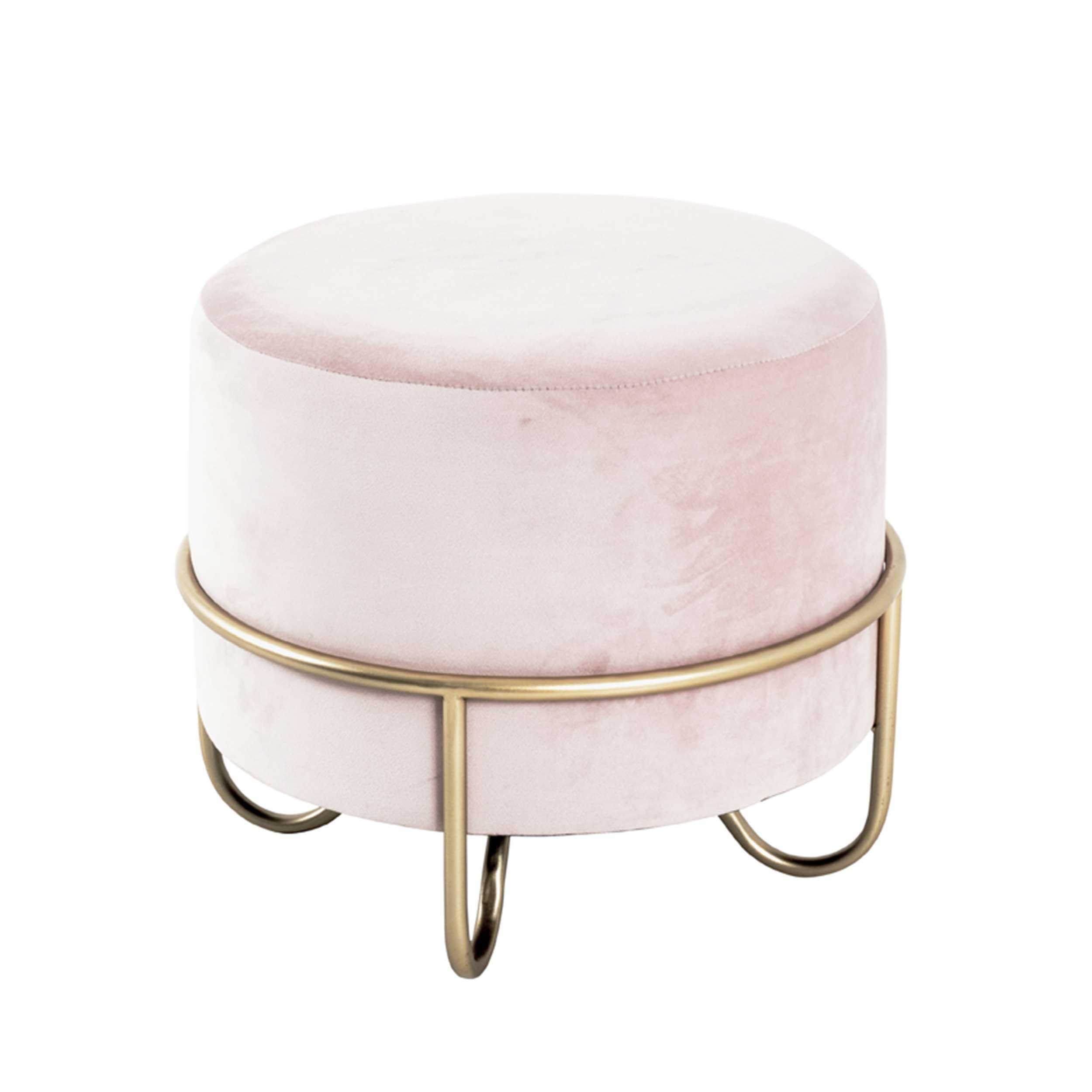 Tabouret velours écru HAKU assise rembourrée et piètement or stable