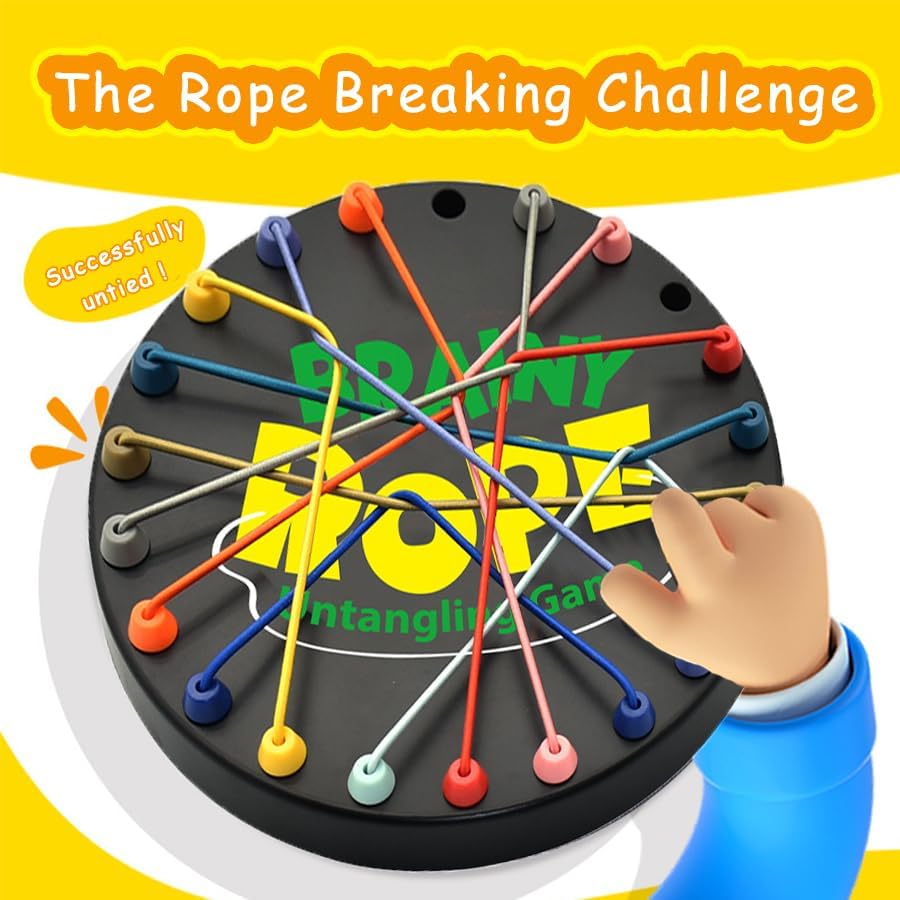 Brainy Knots Rope Untangling Game, Brain Knots Game Exercise Strategy Thinking, Puzzle Toy Strategy Board Toy Rope Untangling Challenge Activity, Fun Family Activity with Multiple Difficulty Levels