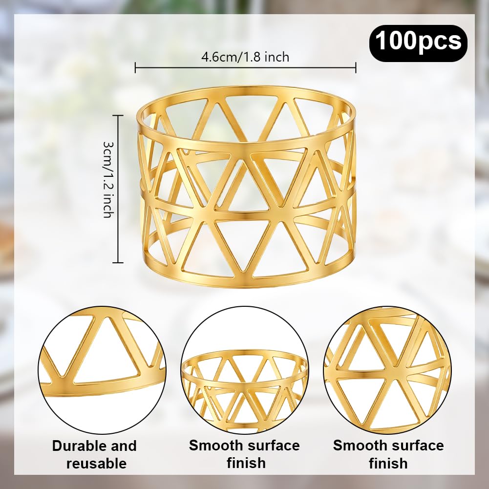 Gold Serviettenringe 100er Set Ausgehöhlte Serviettenringe Aus Metall Mit Schnallen Für Tischdekoration Bei Abendessen Feiertagen Hochzeiten Und Anderen Festen Moderne Serviettenringe
