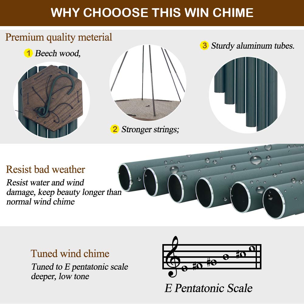 Amazon.co.jp: Sympathy Wind Chimes 屋外用ディープトーン、36インチ